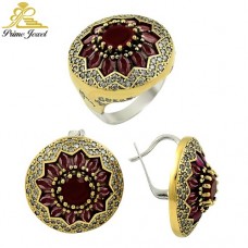 Gümüş Otantik Taşlı Set